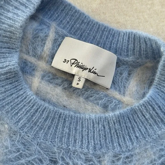 Phillip Lim Alpaca blend blue pointelle knit sweater xs-s - Picture 11 of 14